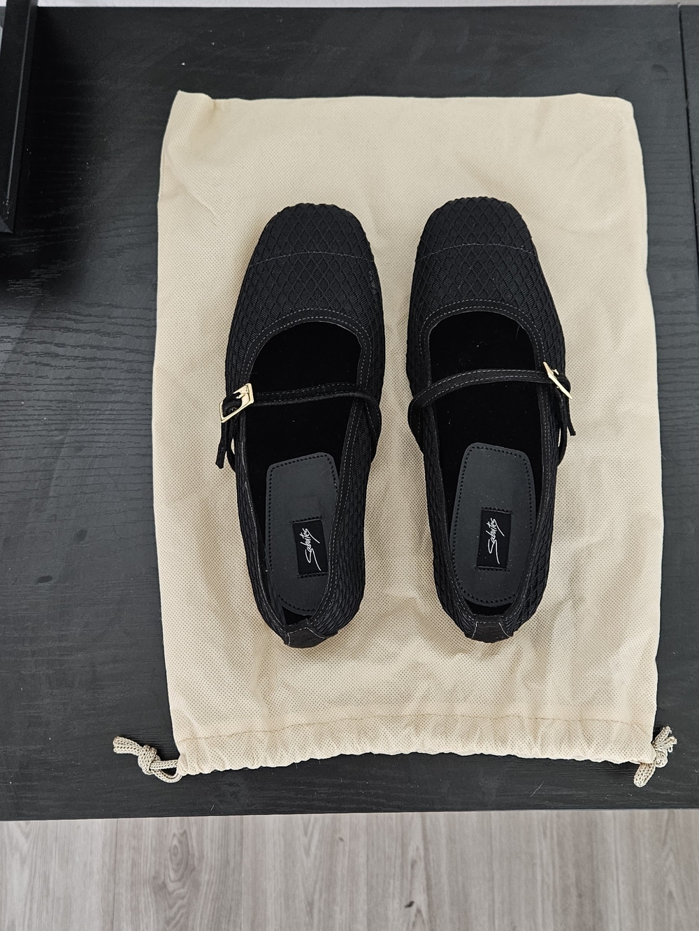 Charlies Black Mesh Mary Jane Flats With Ankle Strap View 3